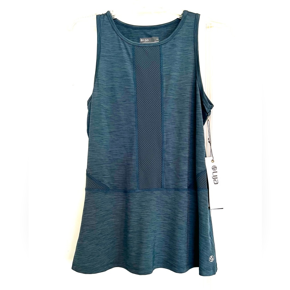LIJA NWT tank, relaxed fit with mesh panels and flattering coverage, teal, med